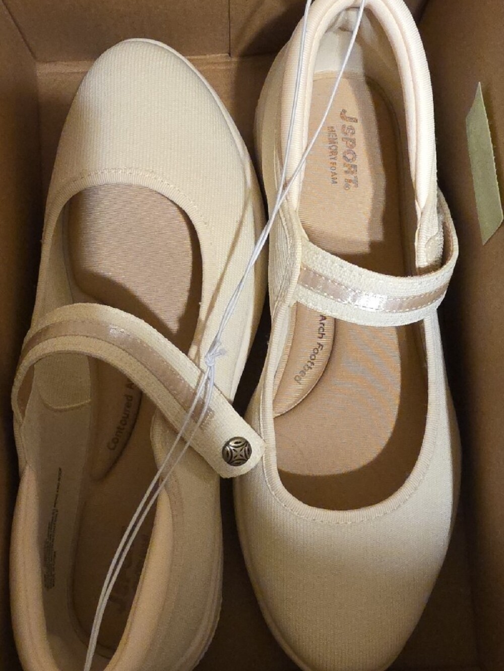 ComfortLite Cream JSport Flats with Adjustable Strap - Picture 2 of 2